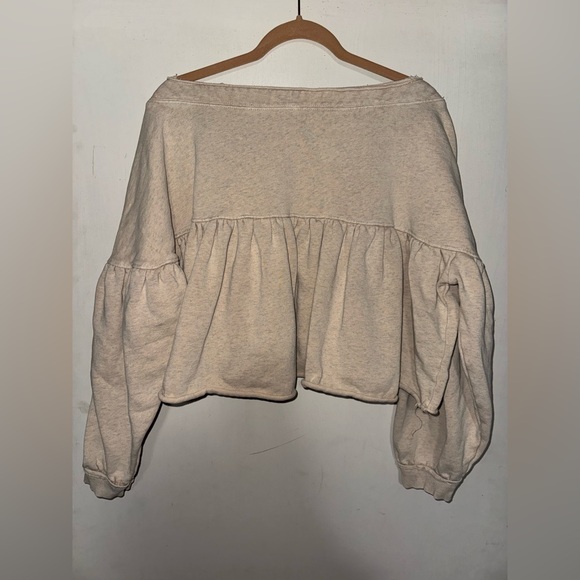 Free People Cream Ruffle Sweatshirt - Picture 9 of 10